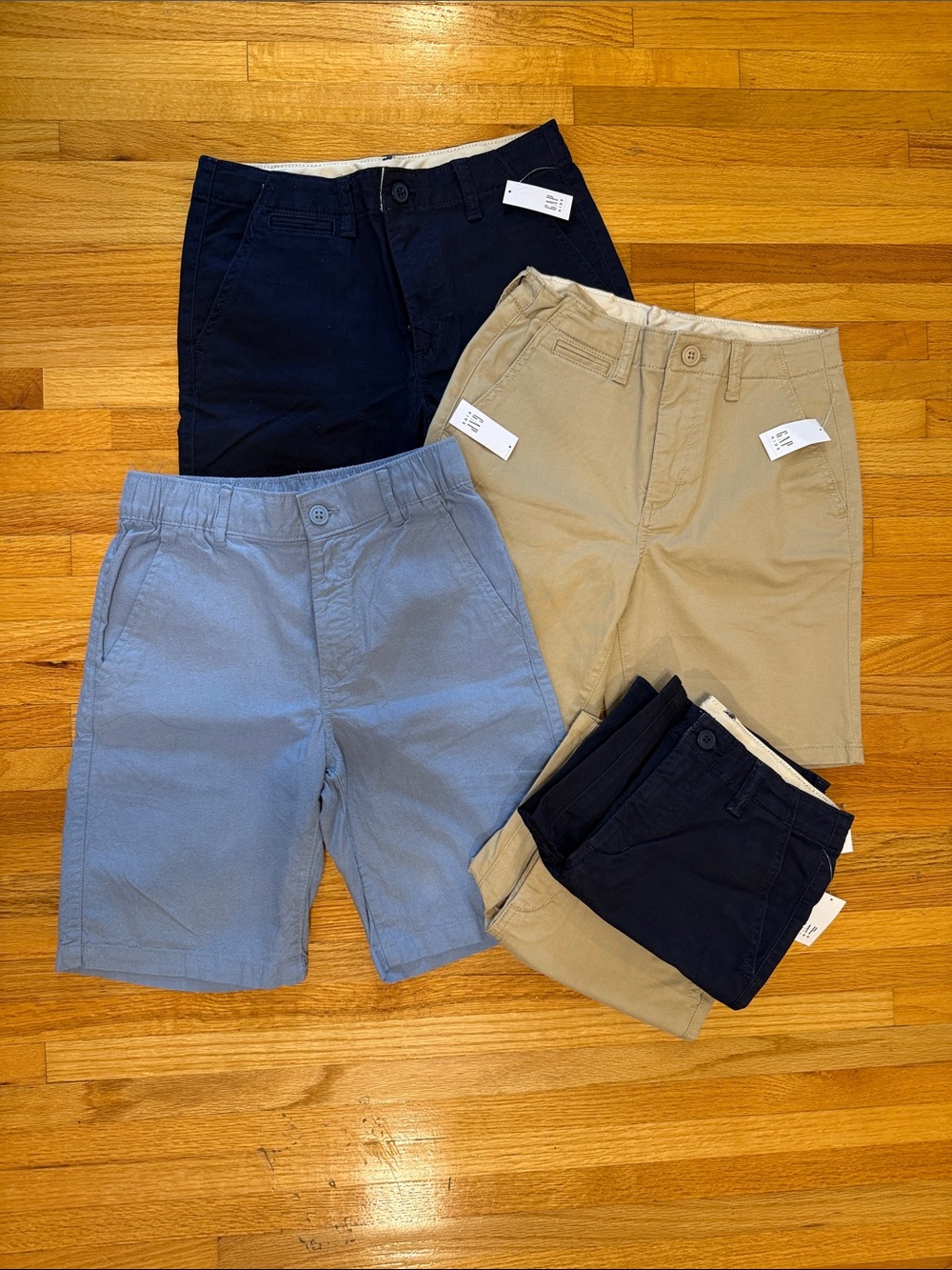 GAP Boys Chino Shorts - Navy, Khaki, Light Blue Bundle of 5